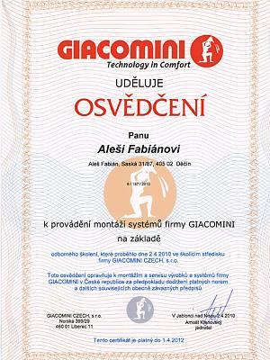 Osvědčení - Giacomini
